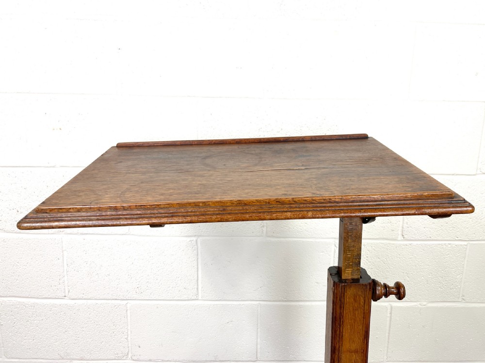 Antique Oak Reading Table or Stand View IX