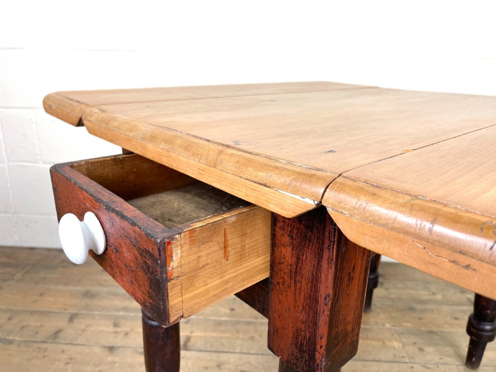Antique Pine Drop Leaf Table View IX