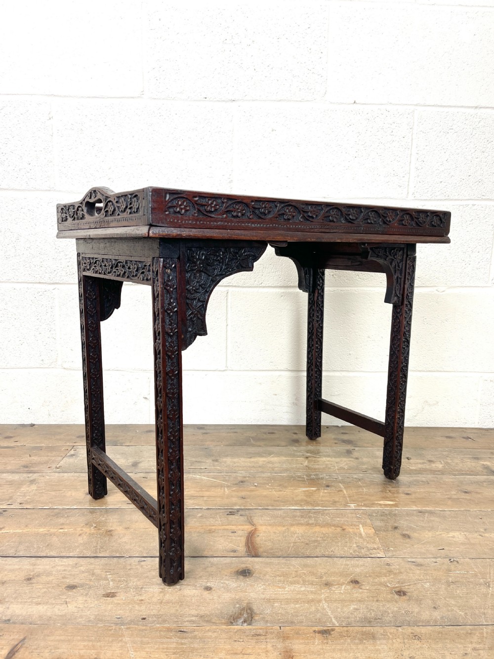 Antique Carved Tray Table View II