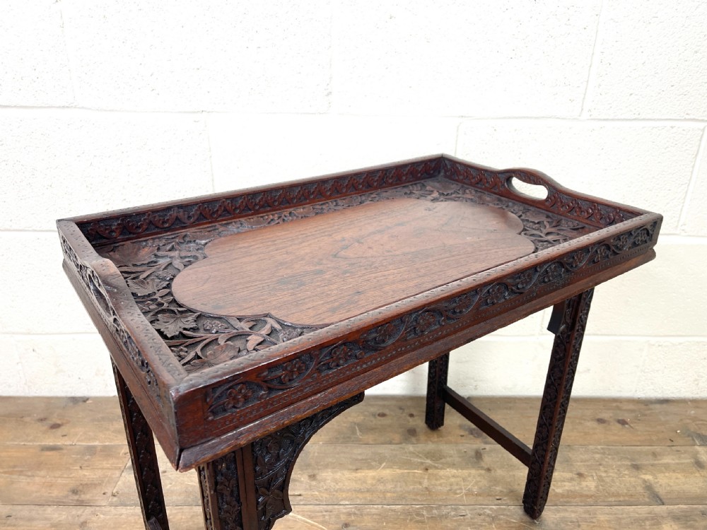 Antique Carved Tray Table View III