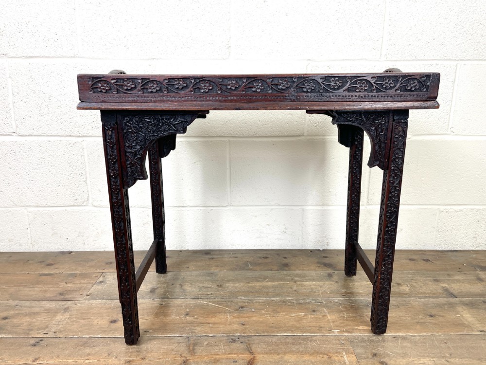 Antique Carved Tray Table View V