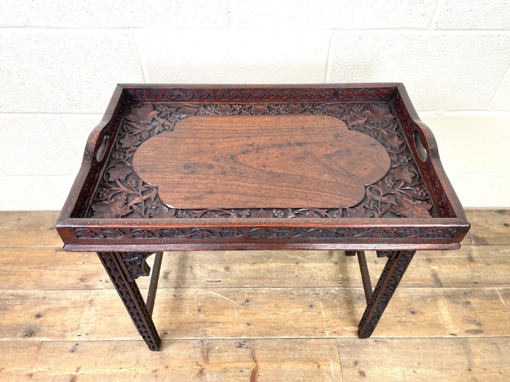 Antique Carved Tray Table View VI