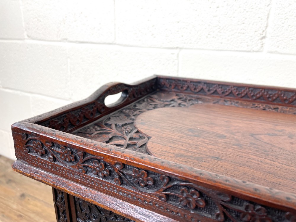 Antique Carved Tray Table View VII