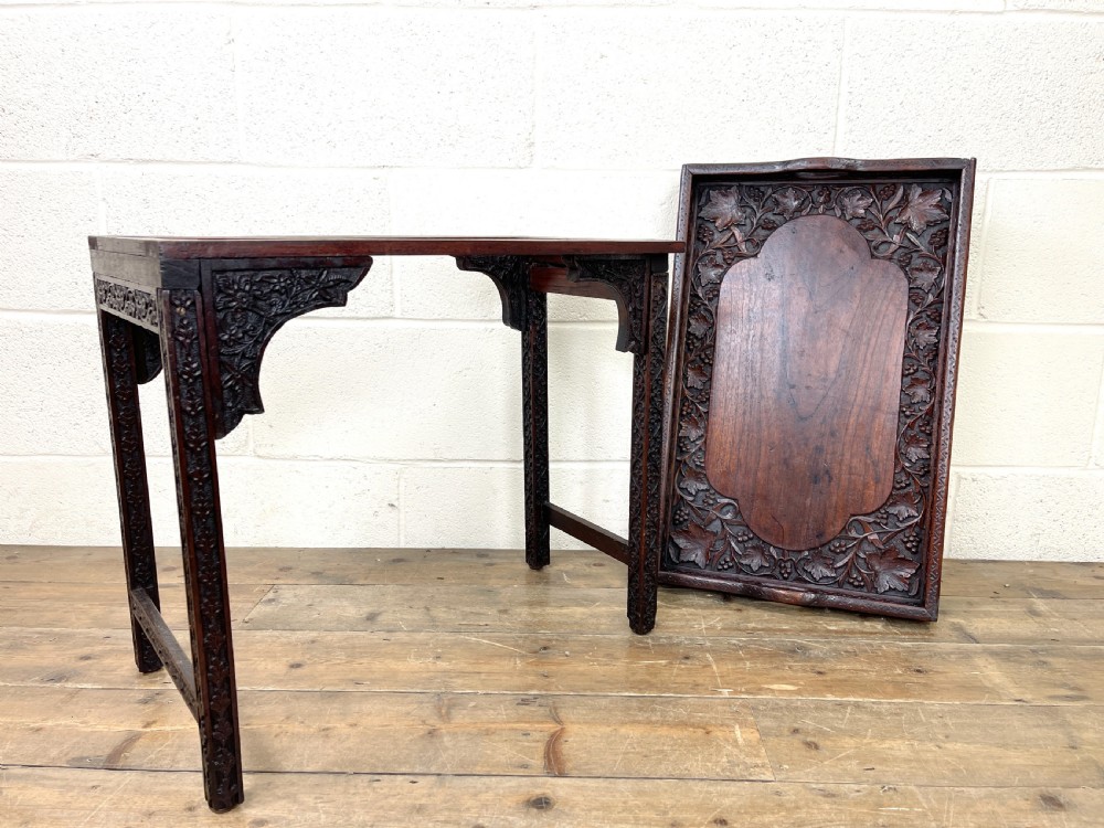 Antique Carved Tray Table View VIII