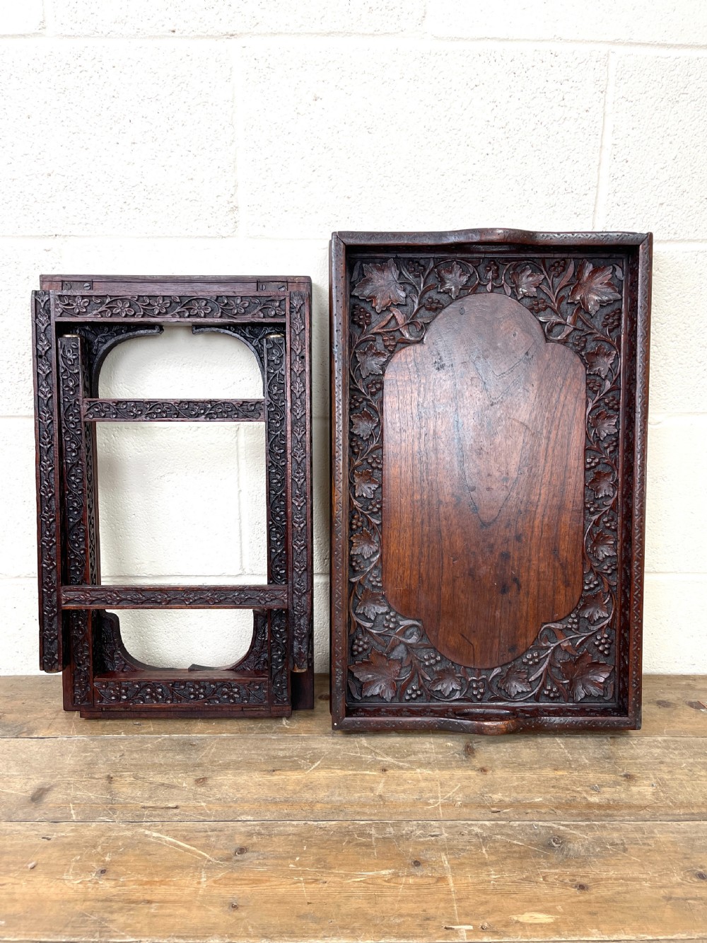 Antique Carved Tray Table View IX