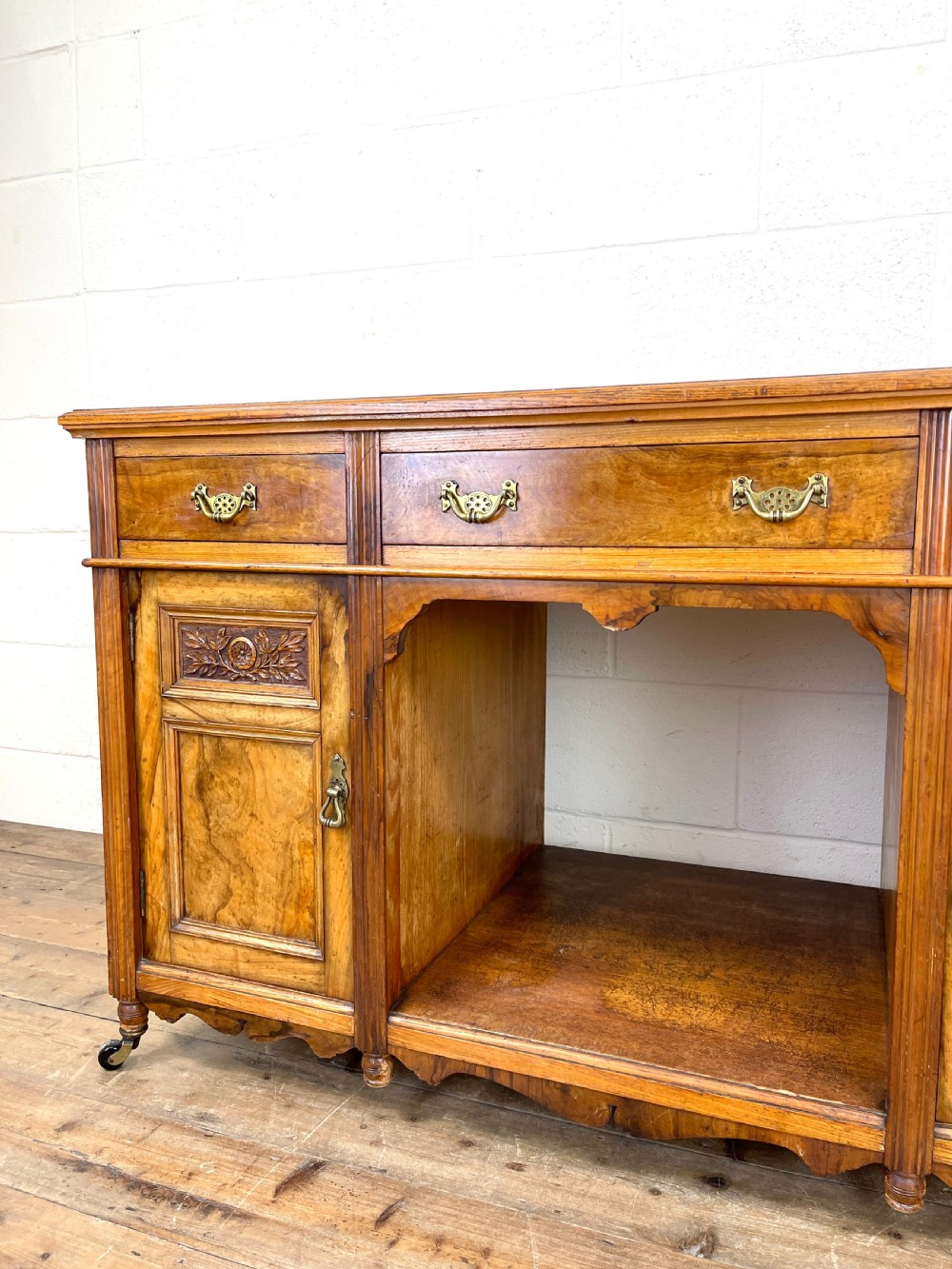 Antique Pine and Walnut Sideboard View III