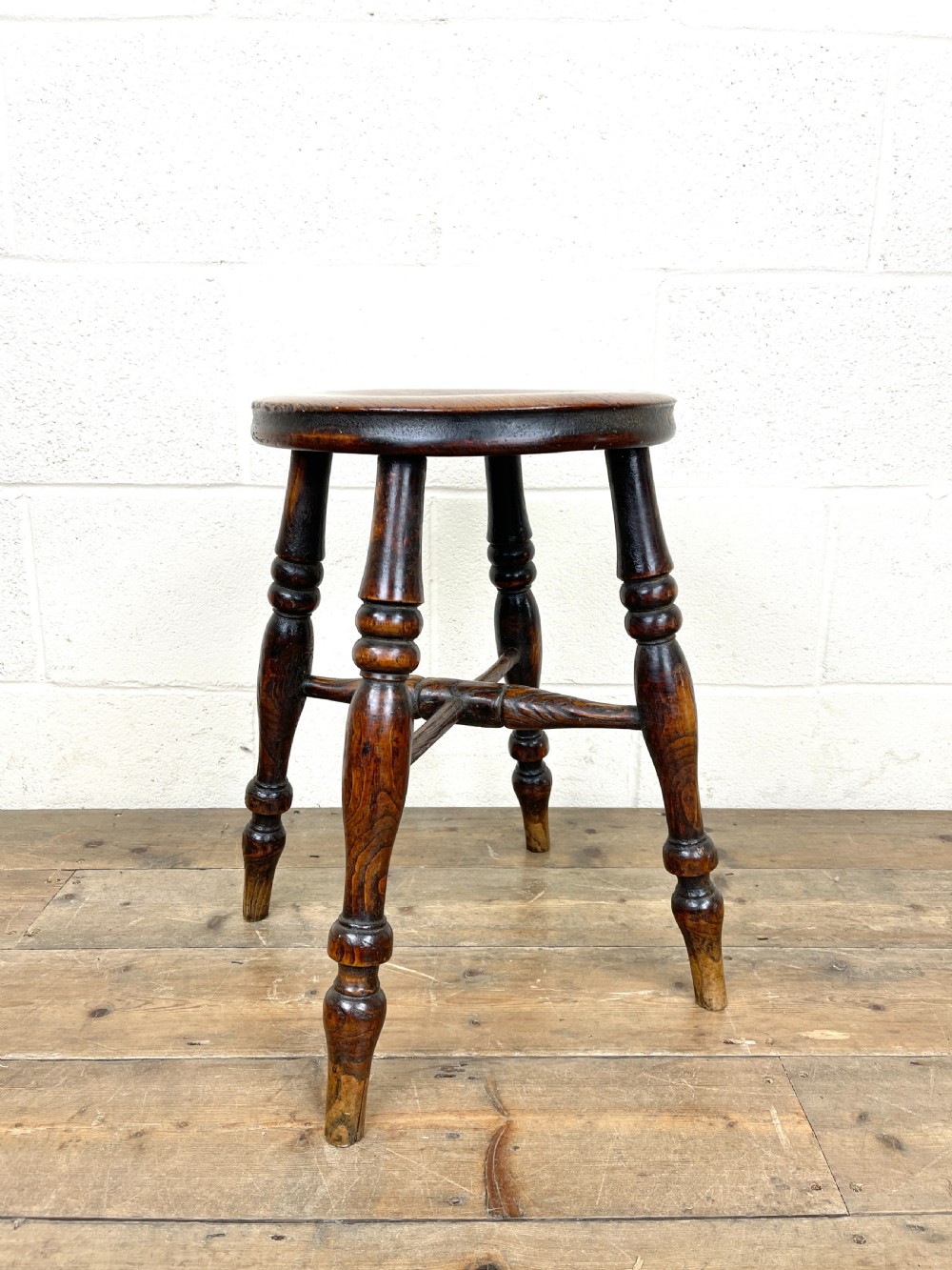 Set of Four Antique Elm Stools View V