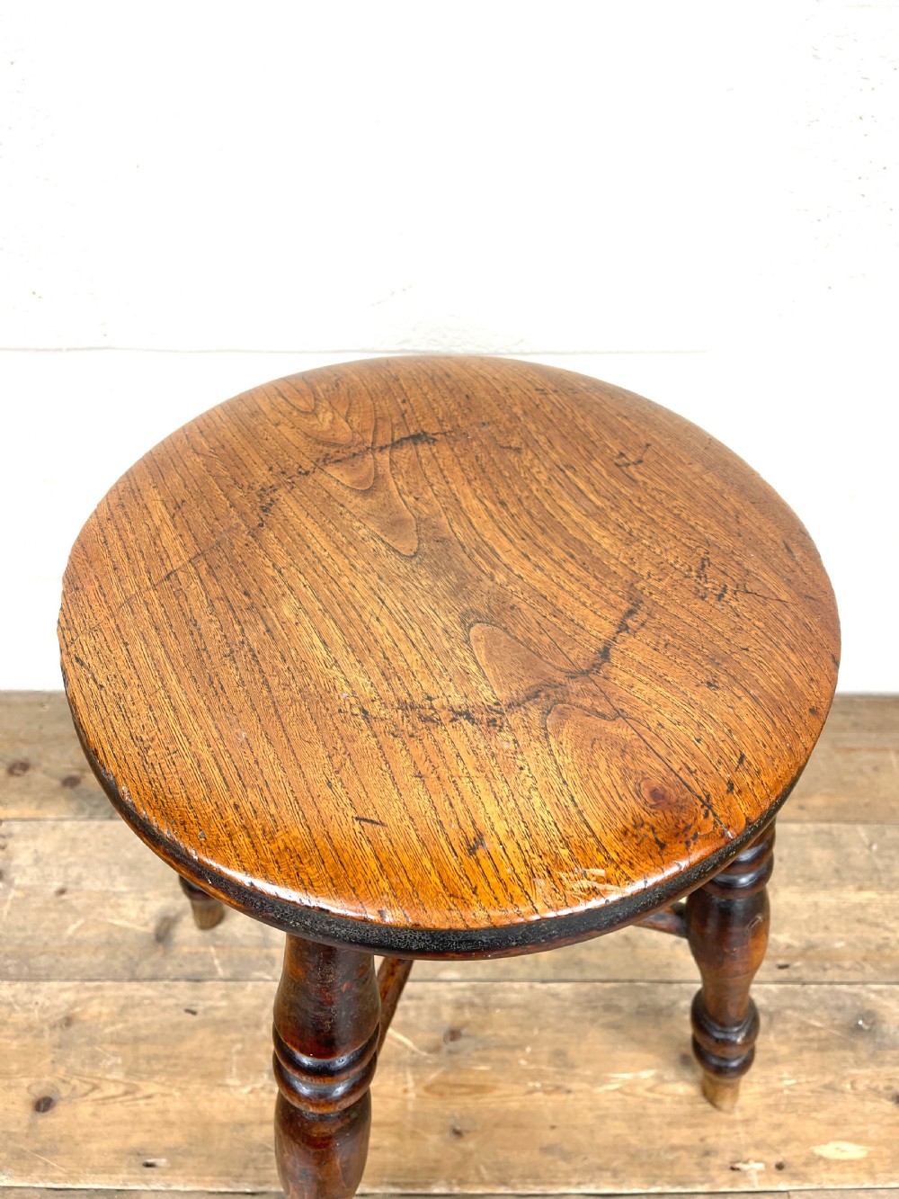 Set of Four Antique Elm Stools View VII