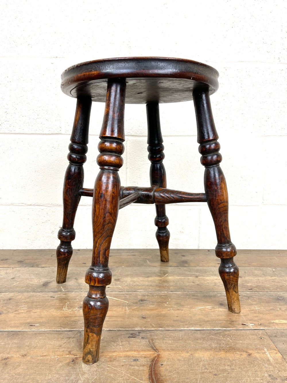 Set of Four Antique Elm Stools View IX