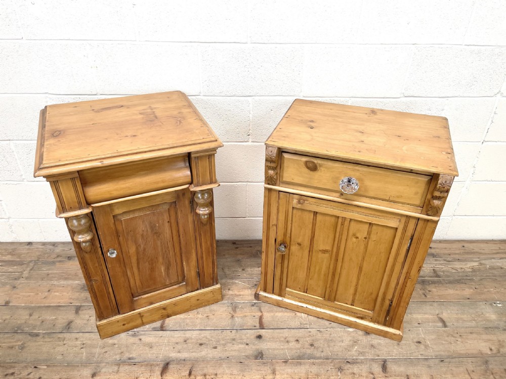 TWO SIMILAR ANTIQUE PINE BEDSIDE CUPBOARDS View V