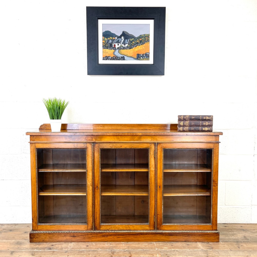 19TH CENTURY ANTIQUE GLAZED WALNUT BOOKCASE View XI