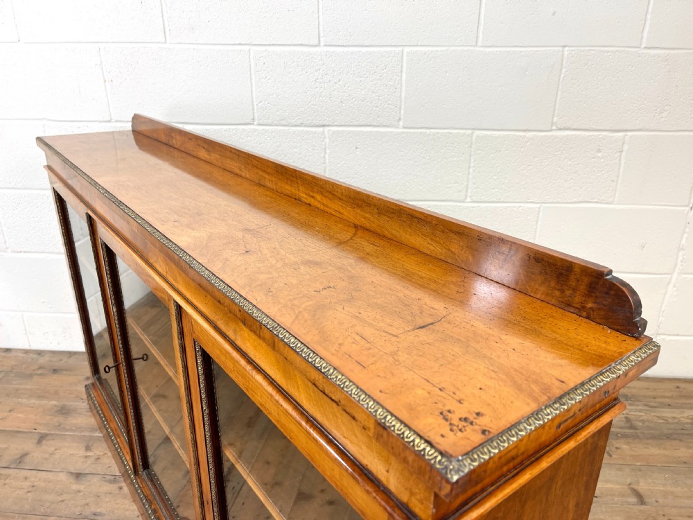 19TH CENTURY ANTIQUE GLAZED WALNUT BOOKCASE View II