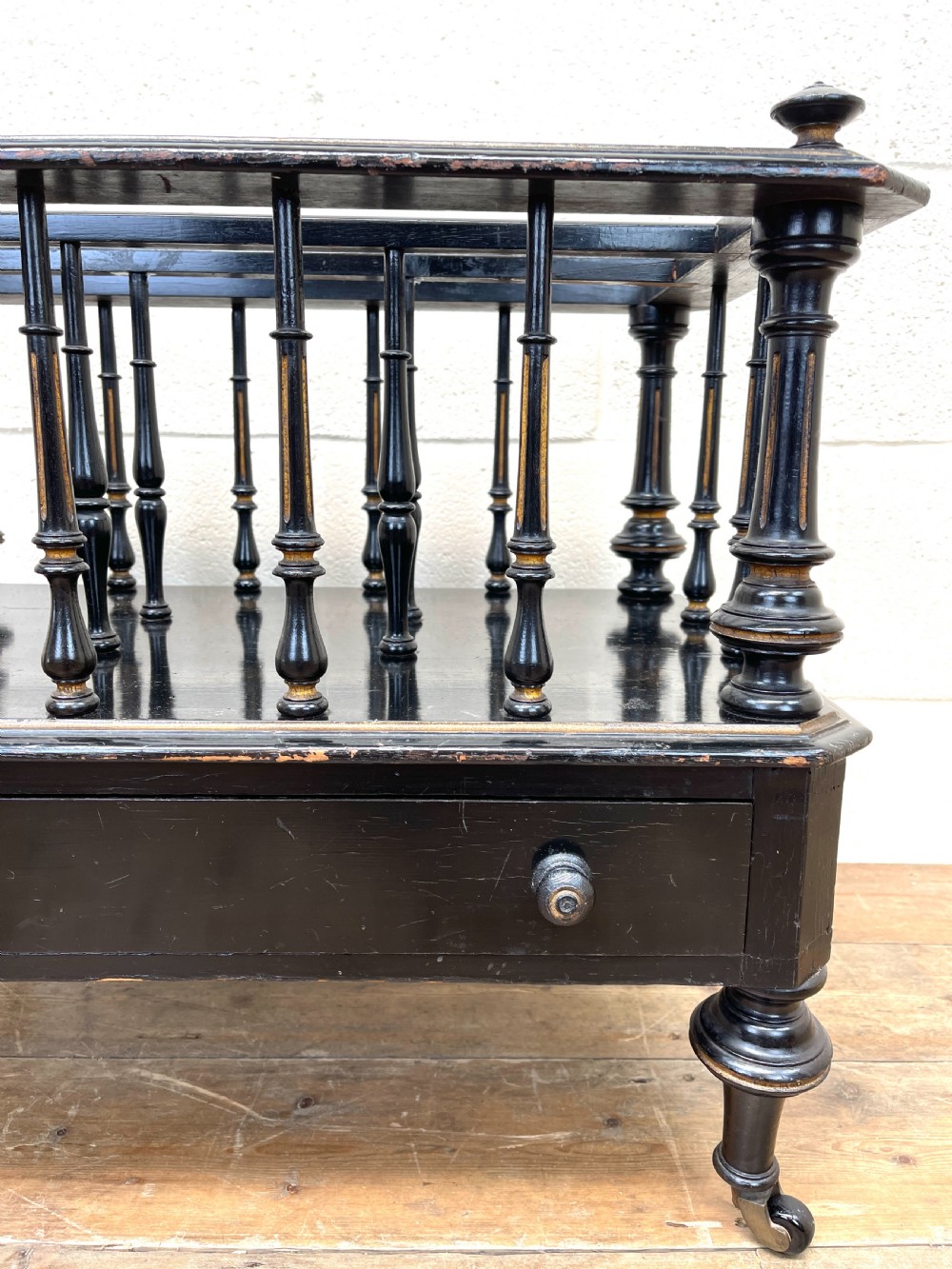 ANTIQUE VICTORIAN EBONISED CANTERBURY MAGAZINE RACK View IV