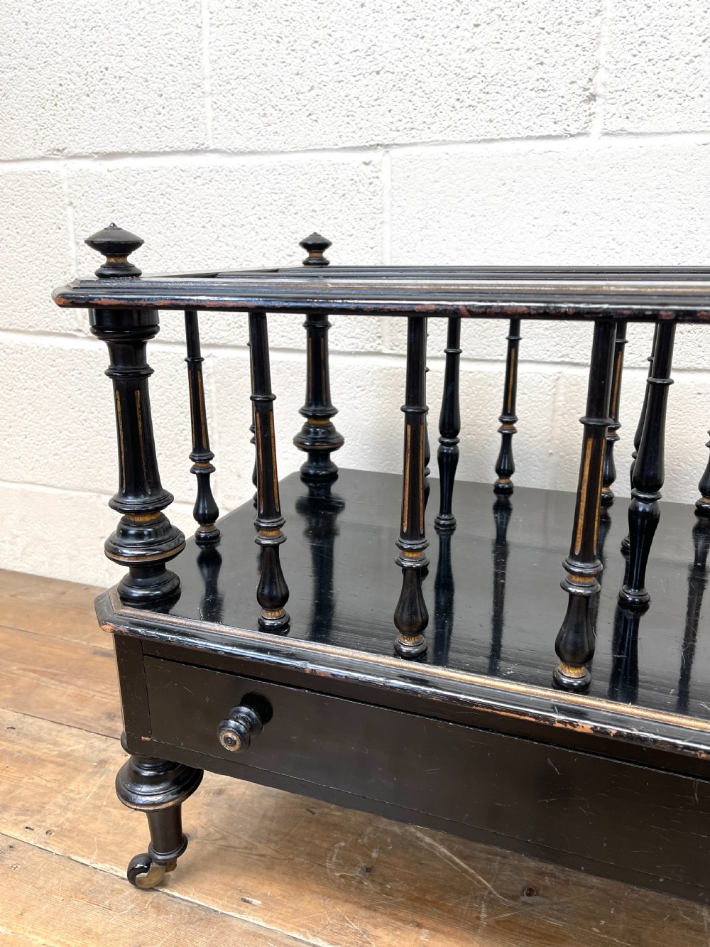 ANTIQUE VICTORIAN EBONISED CANTERBURY MAGAZINE RACK View V