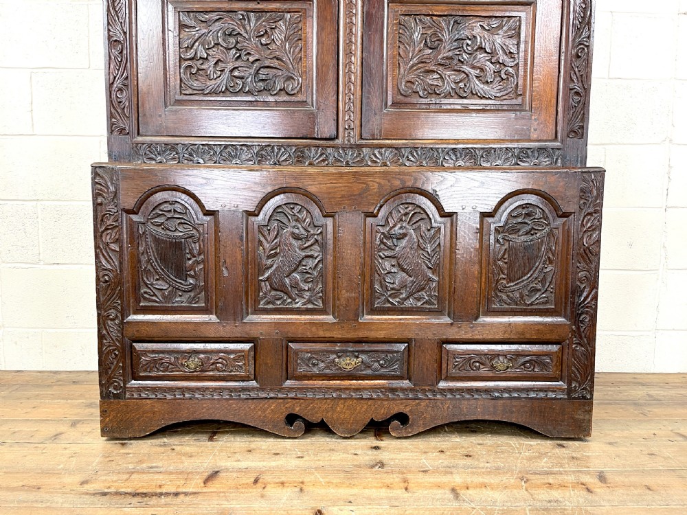 Antique Carved Oak Hanging Cupboard View II
