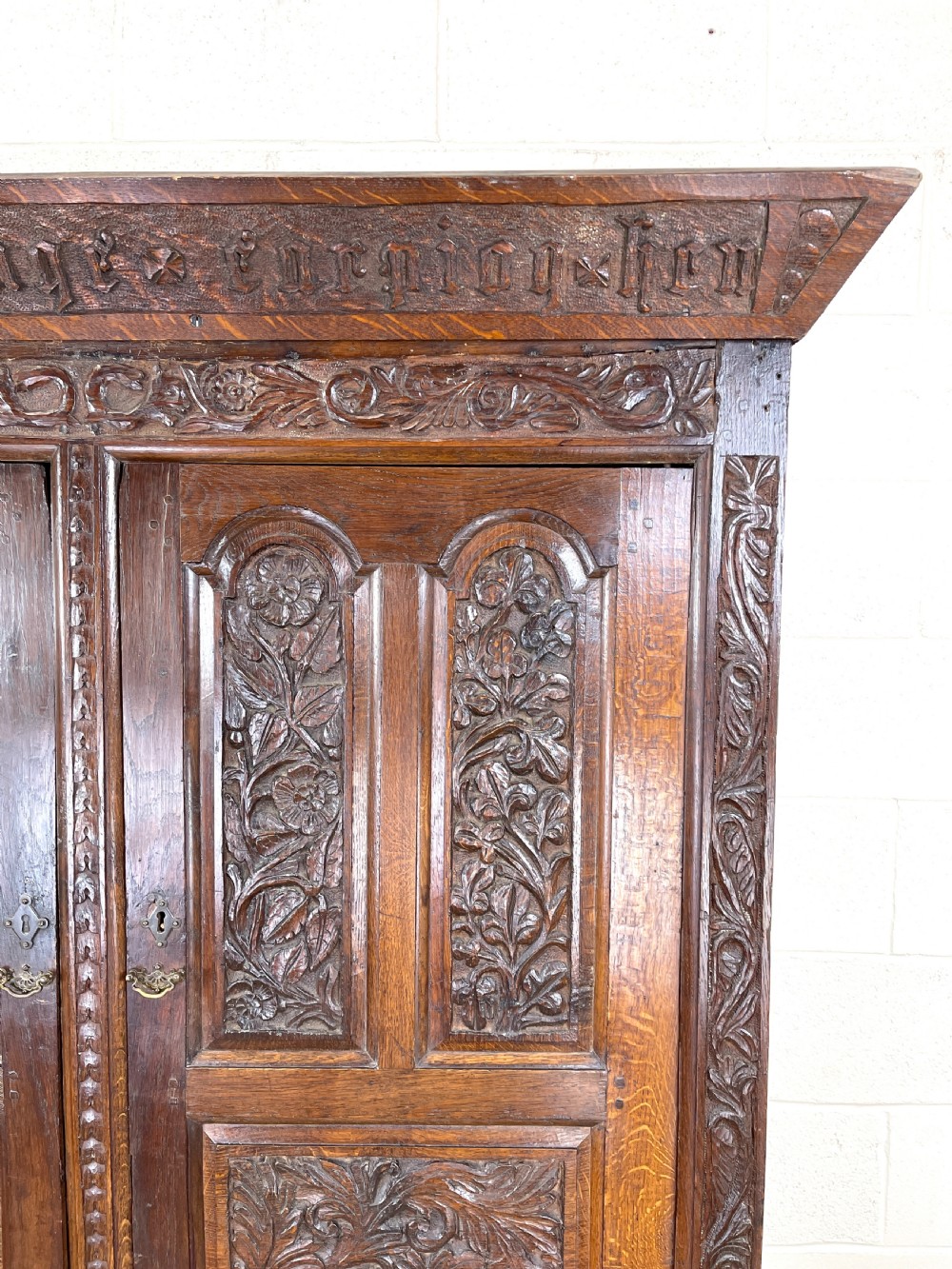 Antique Carved Oak Hanging Cupboard View IV