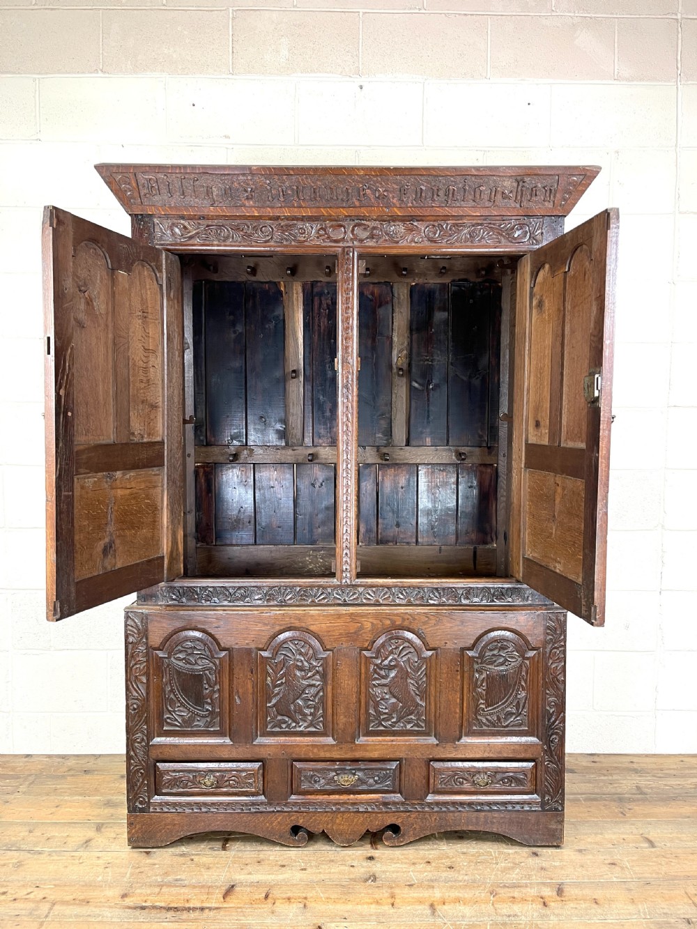 Antique Carved Oak Hanging Cupboard View VII