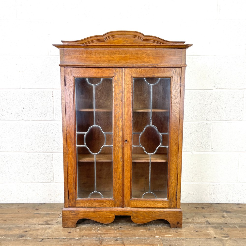 Antique Glazed Oak Display Cabinet