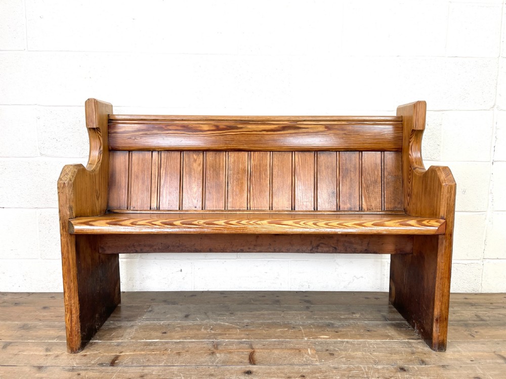 Antique Pitch Pine Church Pew View II