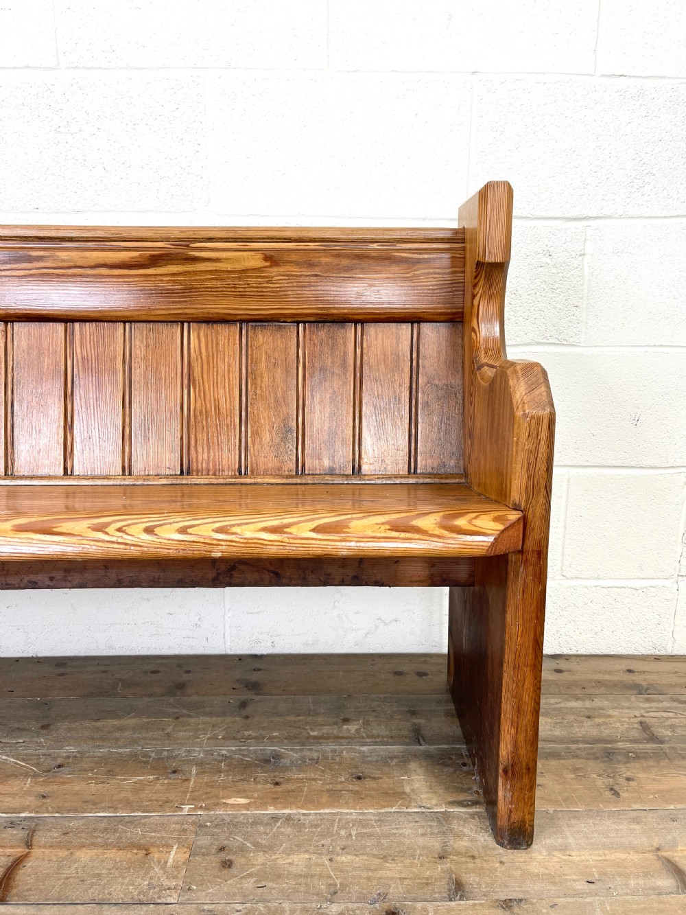 Antique Pitch Pine Church Pew View IV