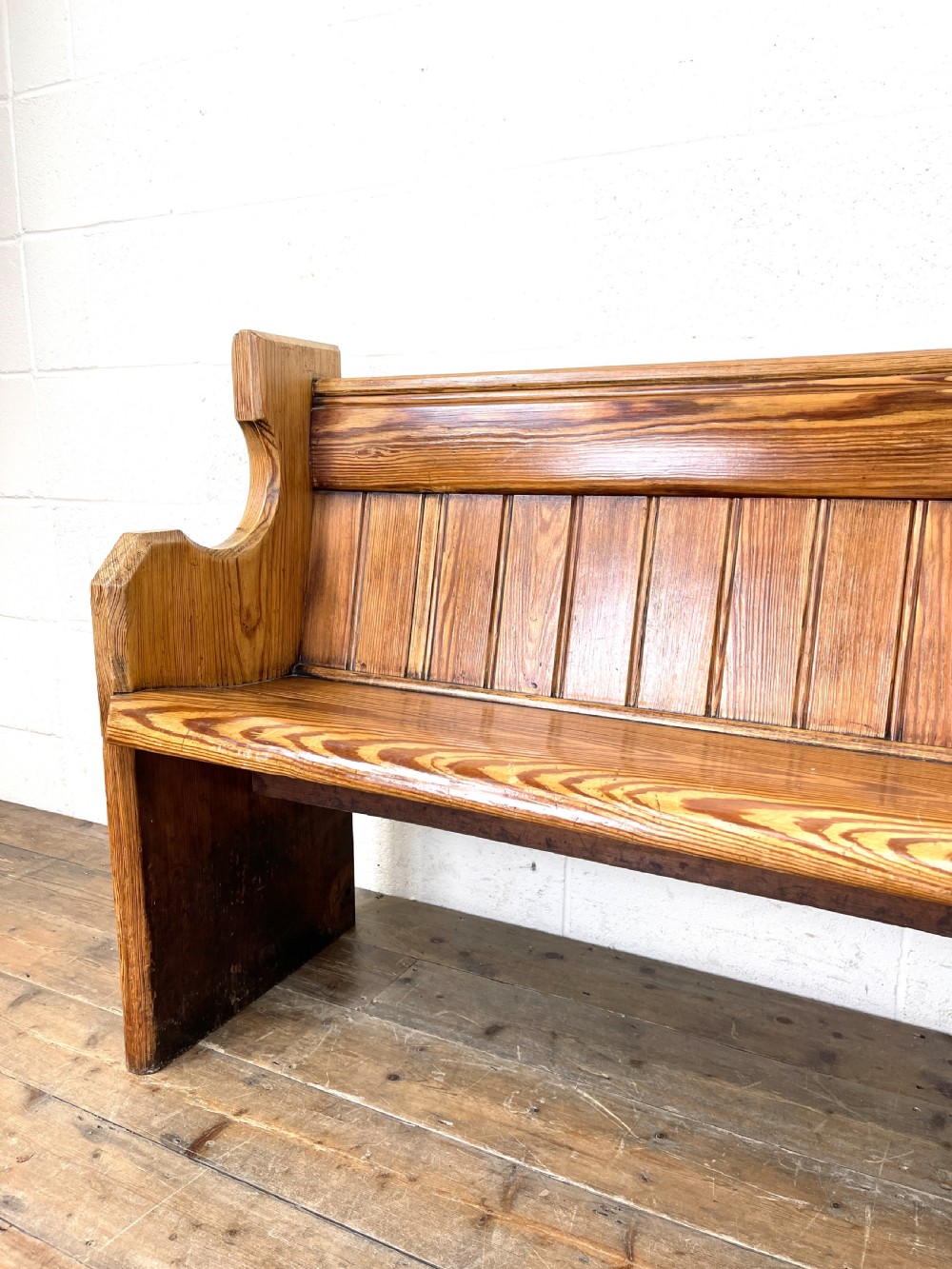 Antique Pitch Pine Church Pew View V