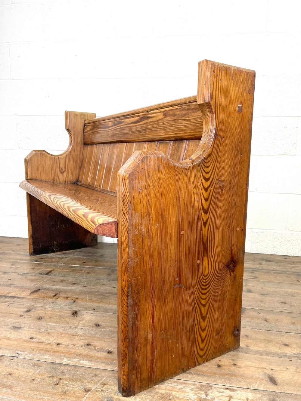 Antique Pitch Pine Church Pew View VII