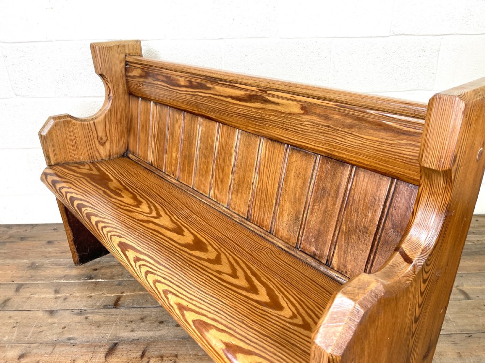 Antique Pitch Pine Church Pew View VIII
