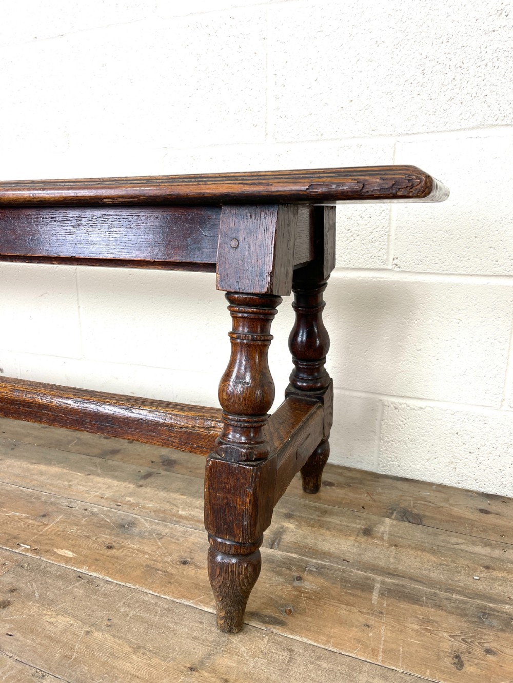 Antique Oak Refectory Bench View VII