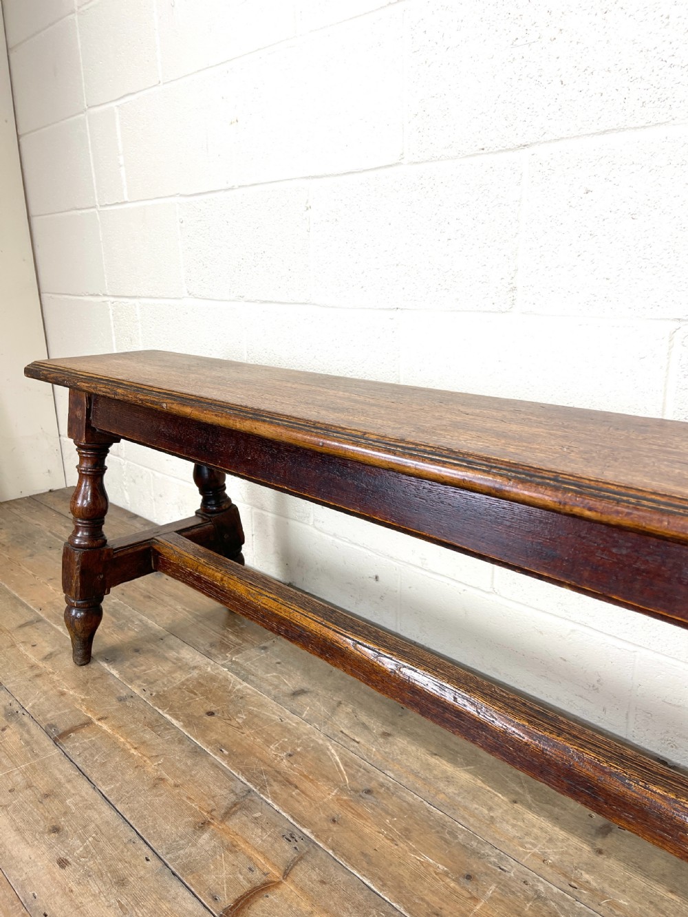 Antique Oak Refectory Bench View VIII