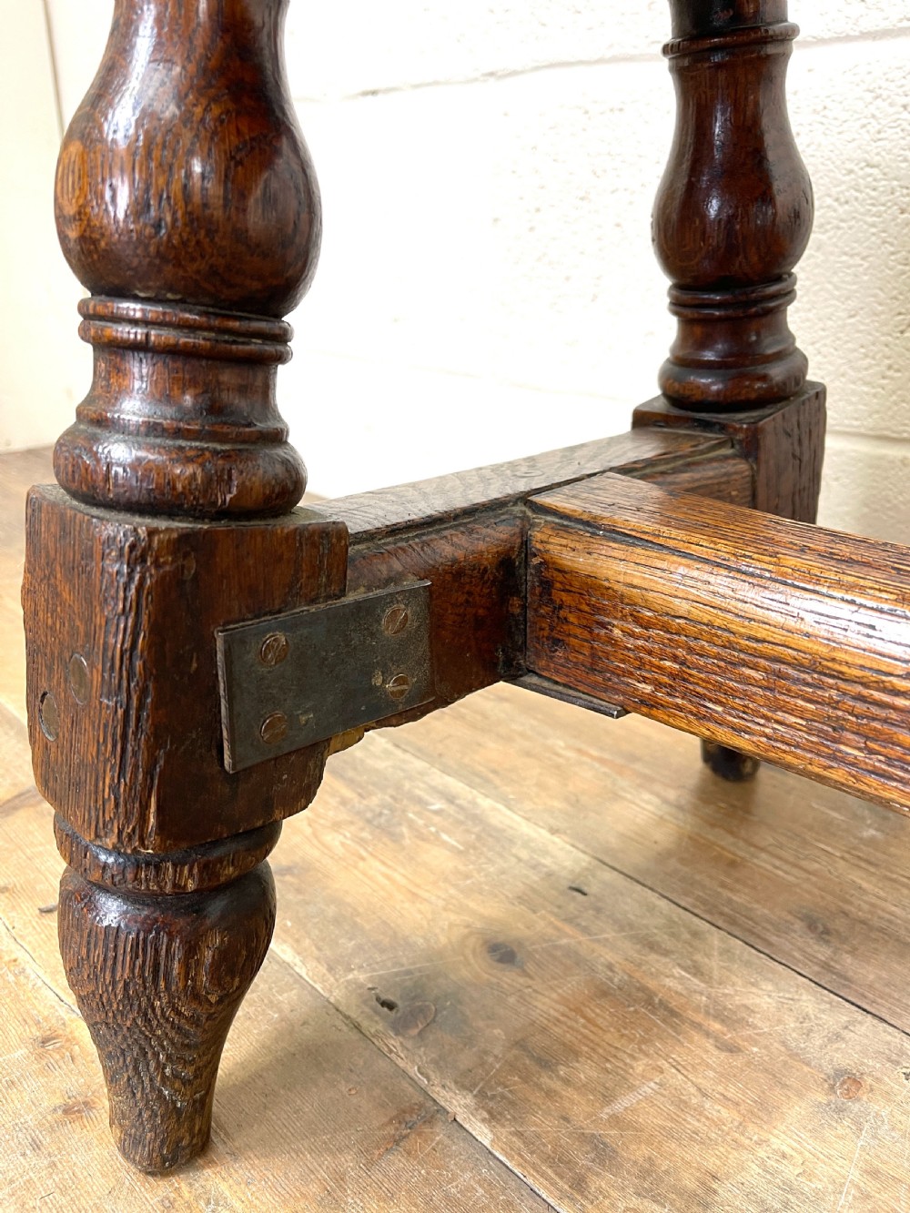 Antique Oak Refectory Bench View XI