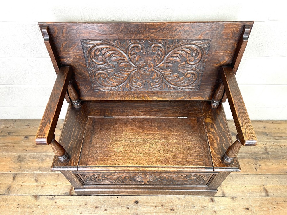 Antique Oak Settle View V