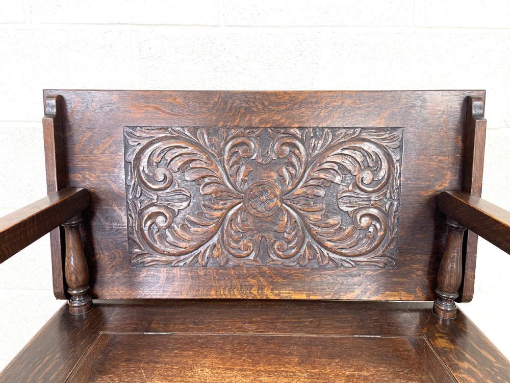 Antique Oak Settle View VI