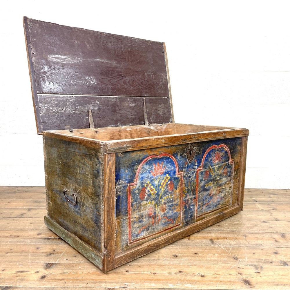 Painted Antique Rustic Trunk 