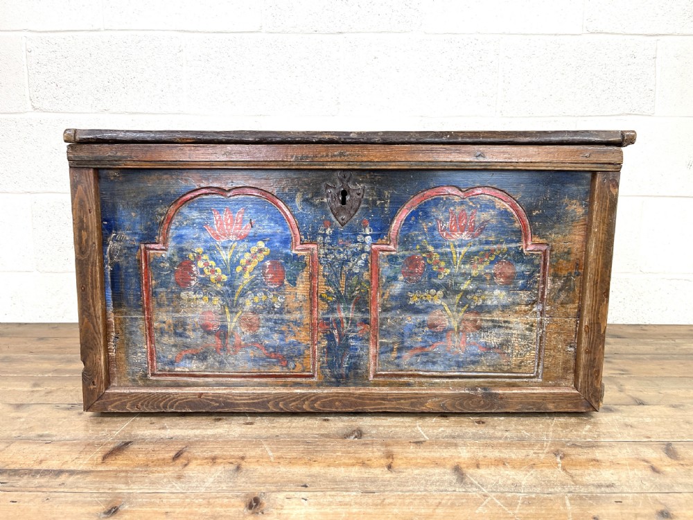 Painted Antique Rustic Trunk  View II