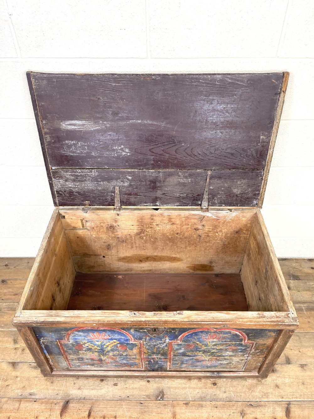 Painted Antique Rustic Trunk  View V