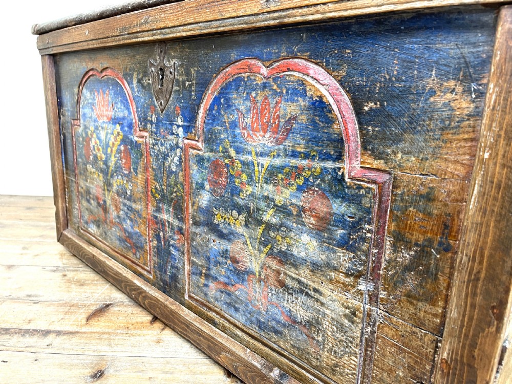 Painted Antique Rustic Trunk  View X