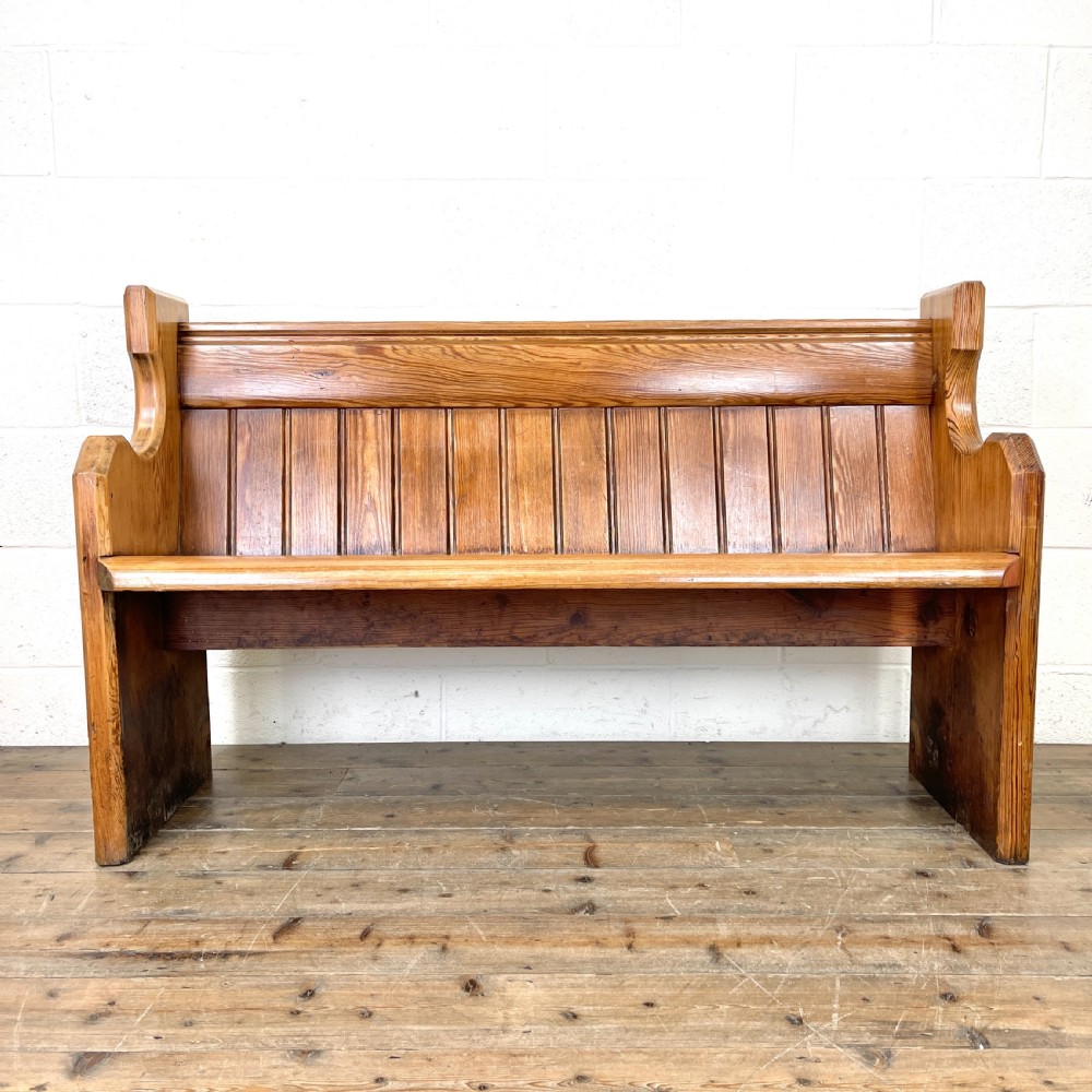 Antique Pitch Pine Church Pew