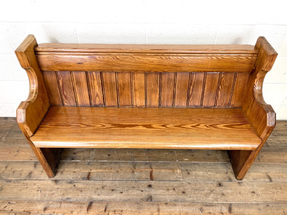 Antique Pitch Pine Church Pew View II