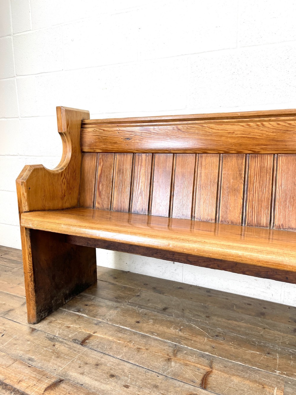 Antique Pitch Pine Church Pew View III