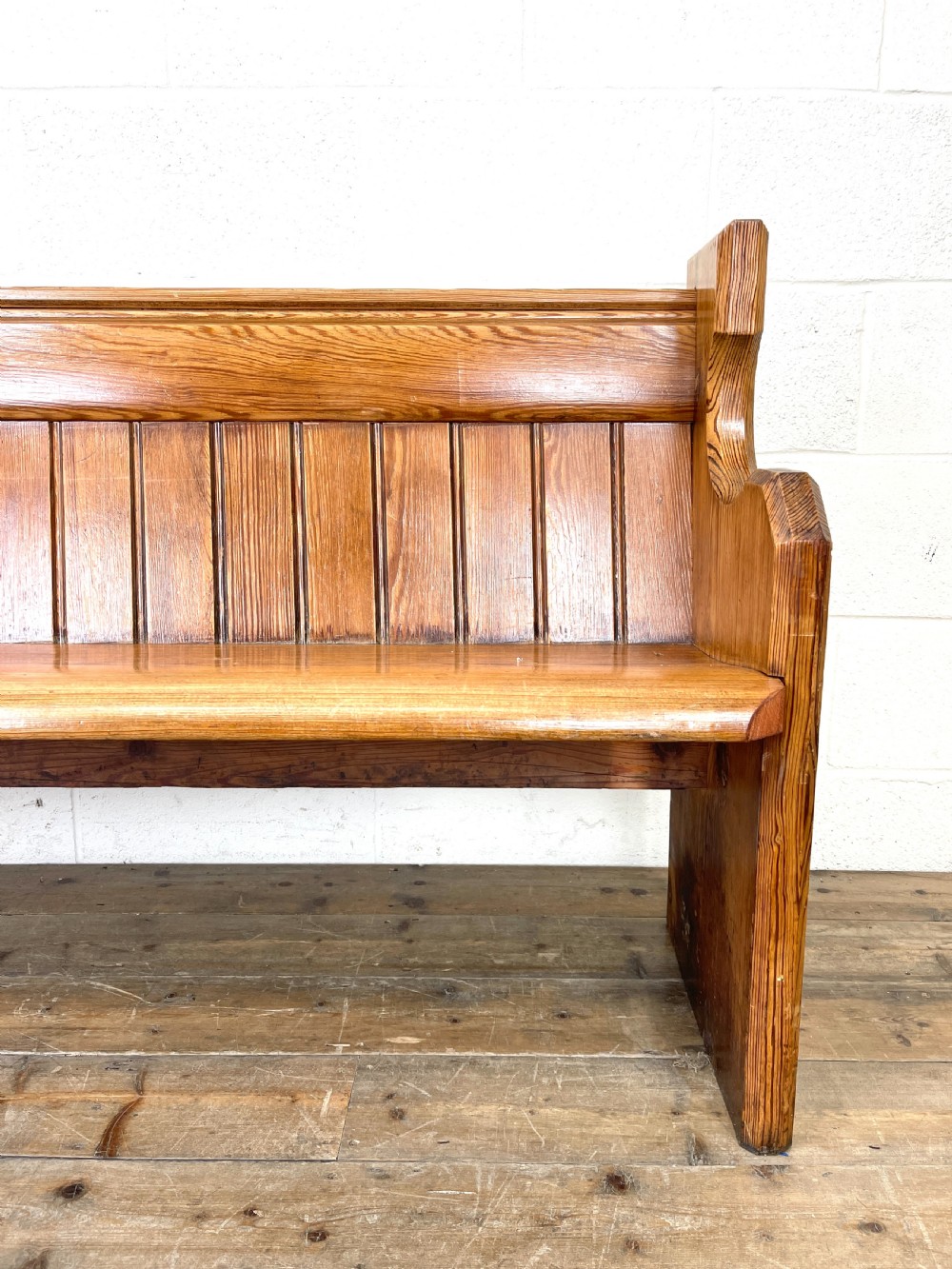 Antique Pitch Pine Church Pew View IV
