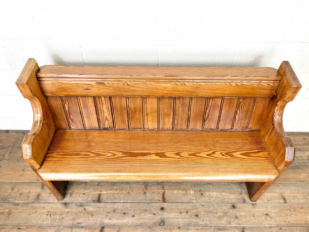 Antique Pitch Pine Church Pew View V