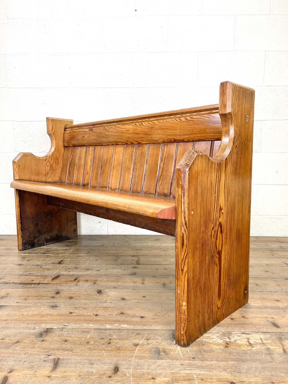 Antique Pitch Pine Church Pew View VI