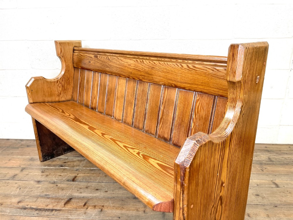 Antique Pitch Pine Church Pew View VII