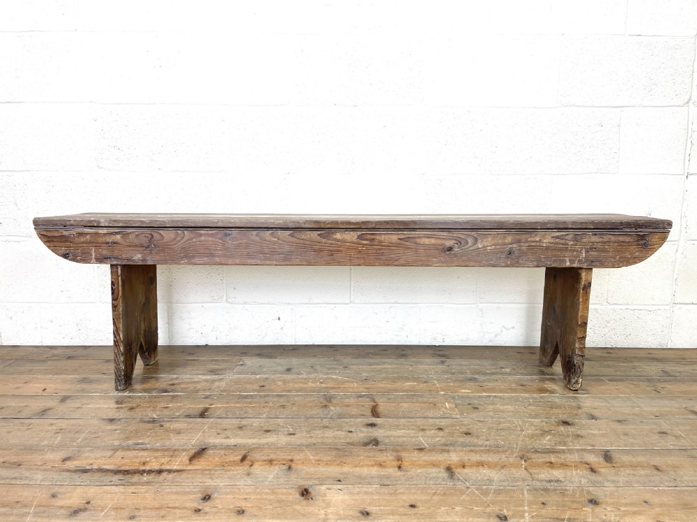 Rustic Antique Pine Bench  View IV