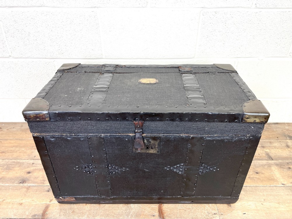 Antique Canvas and Metal Bound Trunk View III