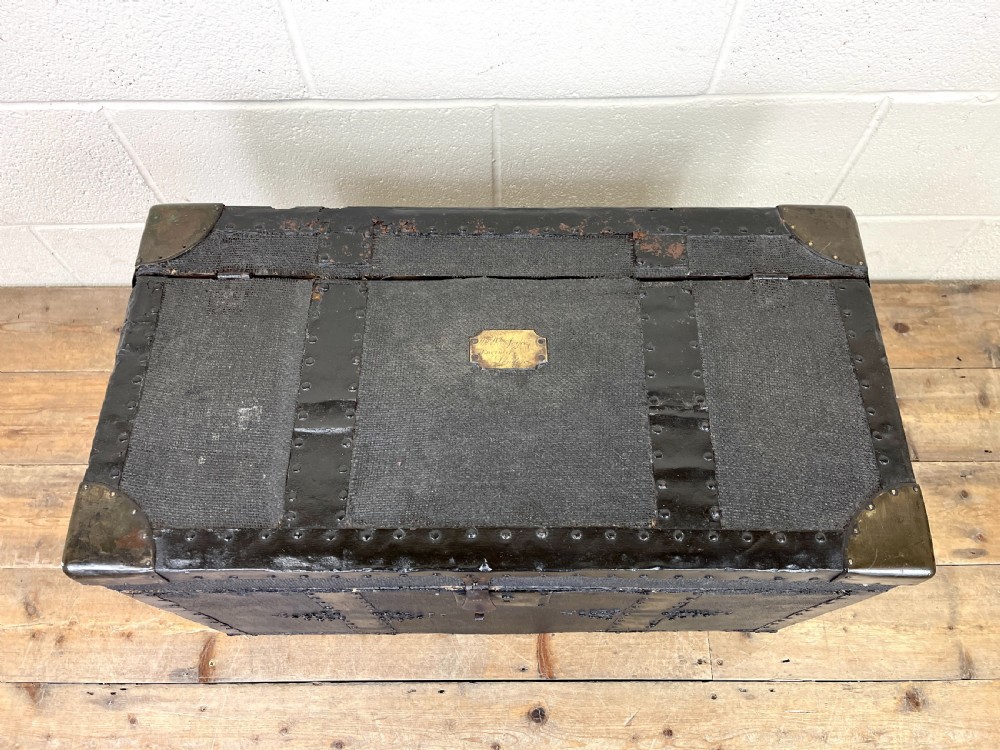 Antique Canvas and Metal Bound Trunk View IV