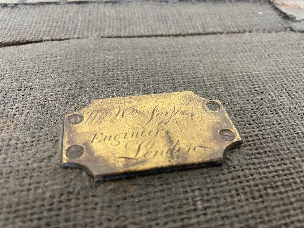 Antique Canvas and Metal Bound Trunk View V