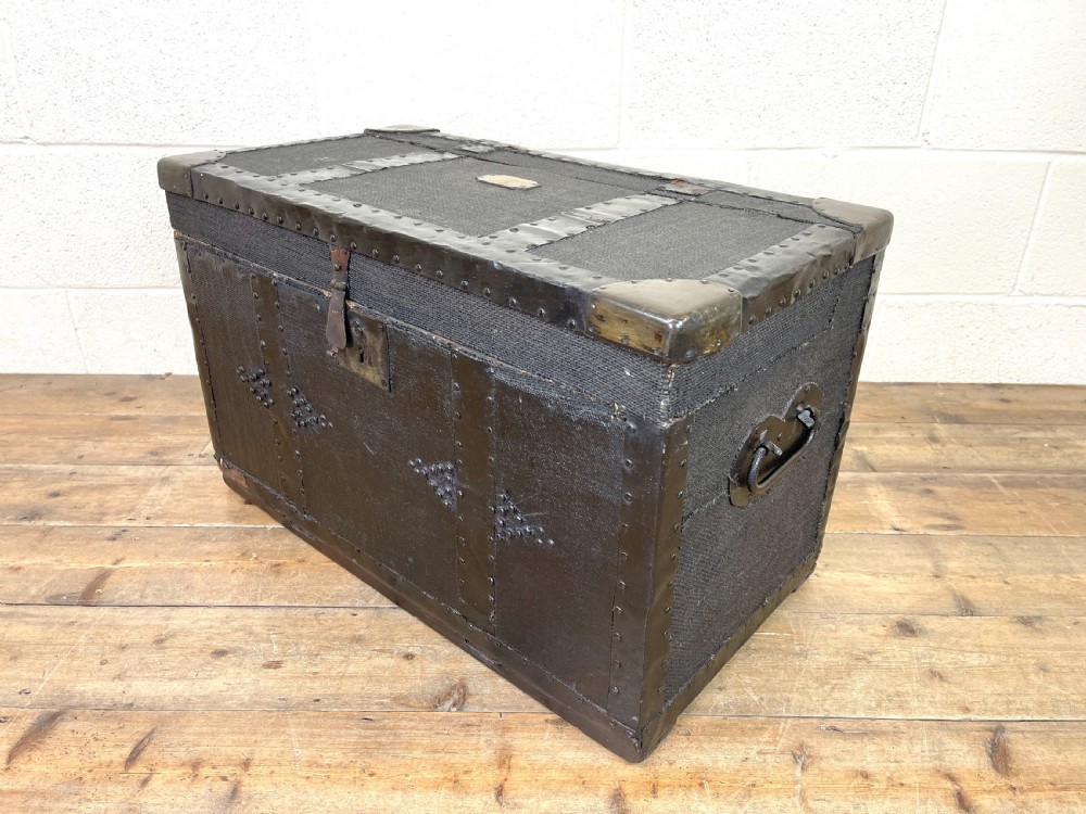 Antique Canvas and Metal Bound Trunk View VI