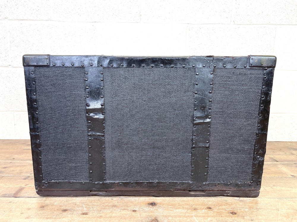 Antique Canvas and Metal Bound Trunk View X