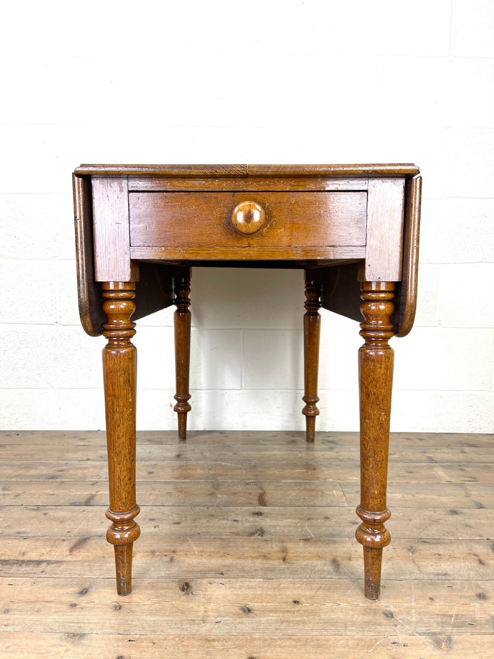 Victorian Oak Drop-Leaf Table View V